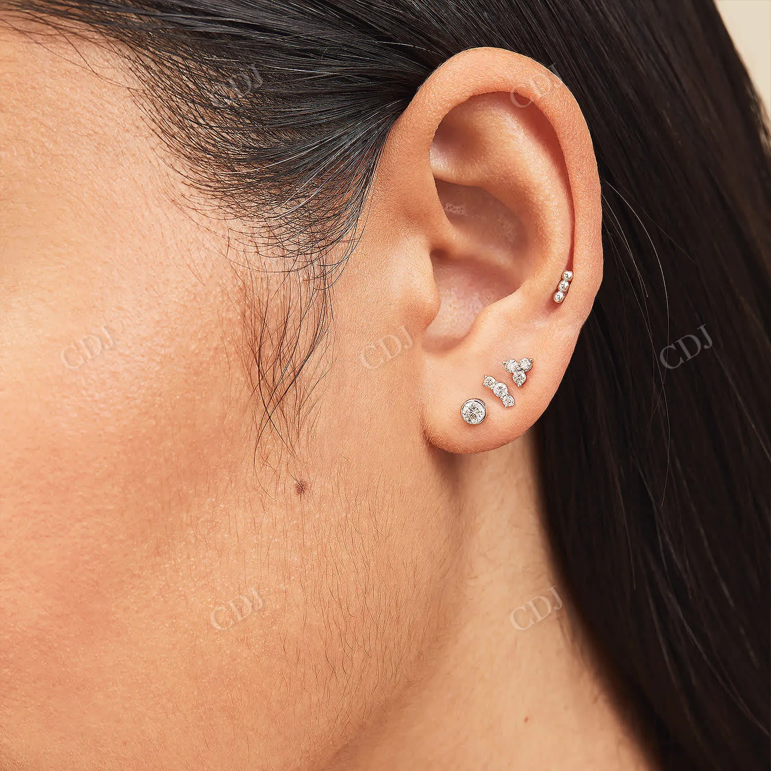 0.0731CTW Lab Grown Round Diamond Stud Earring