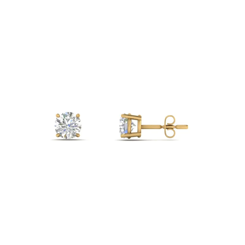 0.25 To 5 Carat Lab Diamond Round Stud Earring 14K Gold