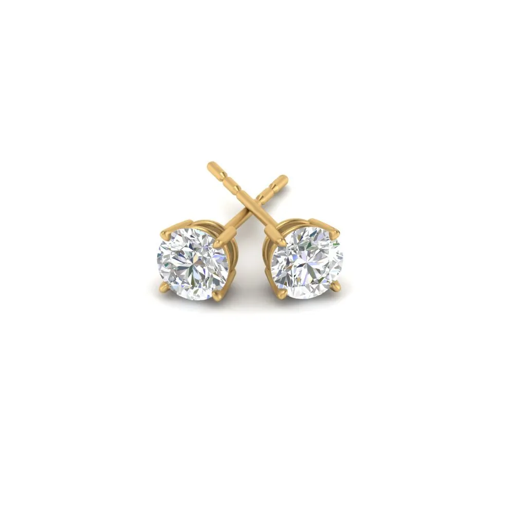 0.25 To 5 Carat Lab Diamond Round Stud Earring 14K Gold