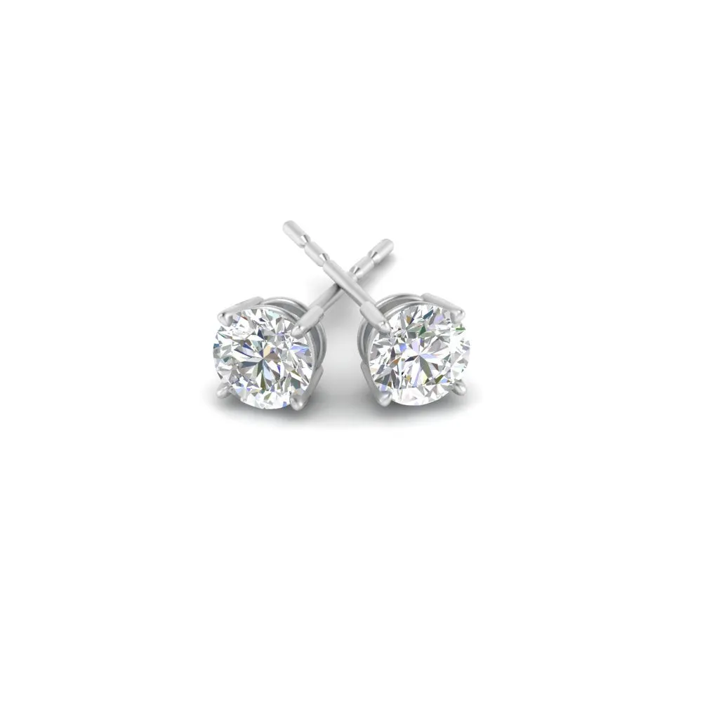 0.25 To 5 Carat Lab Diamond Round Stud Earring 14K Gold