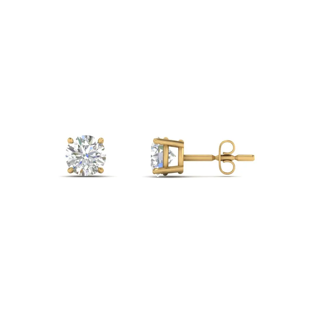 0.25 To 5 Carat Lab Diamond Round Stud Earring 14K Gold