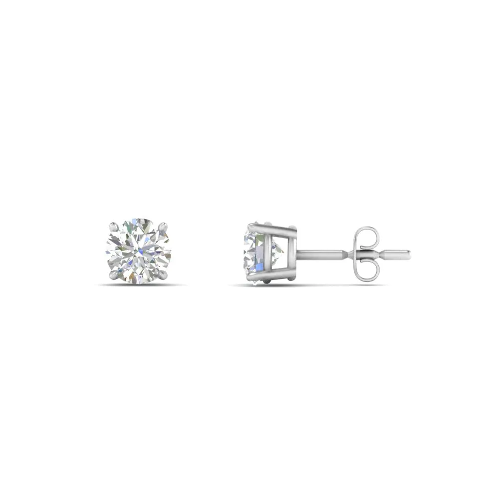 0.25 To 5 Carat Lab Diamond Round Stud Earring 14K Gold