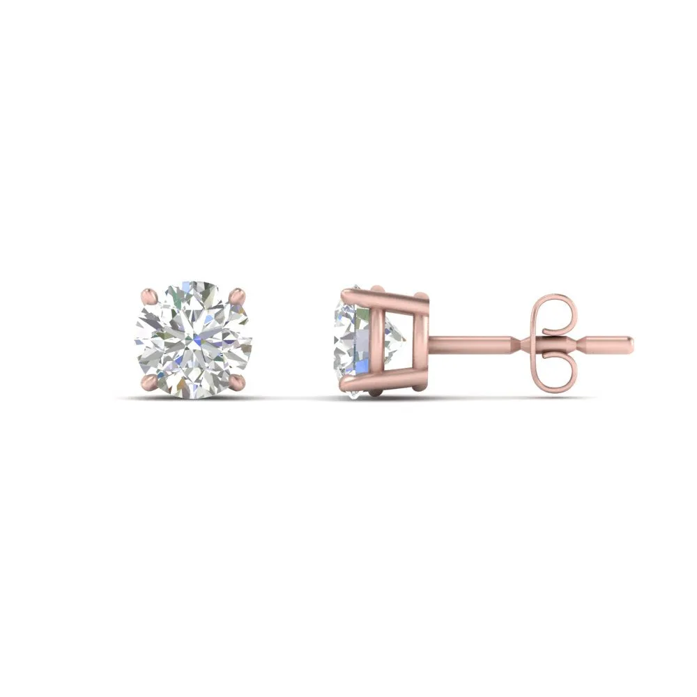 0.25 To 5 Carat Lab Diamond Round Stud Earring 14K Gold