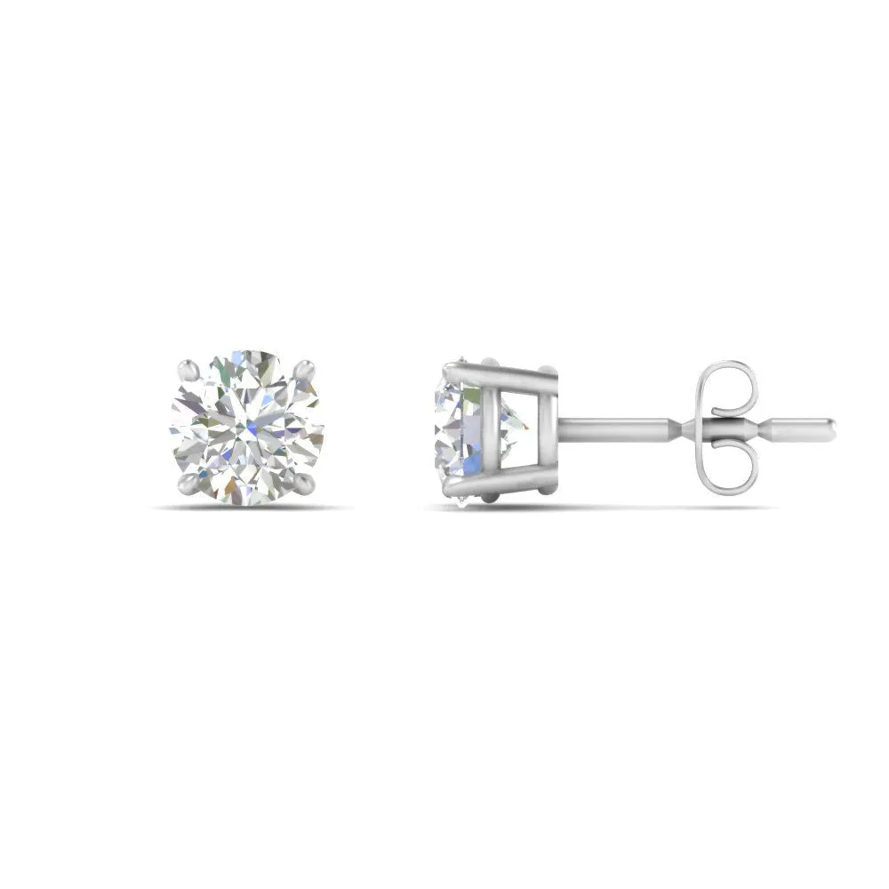 0.25 To 5 Carat Lab Diamond Round Stud Earring 14K Gold