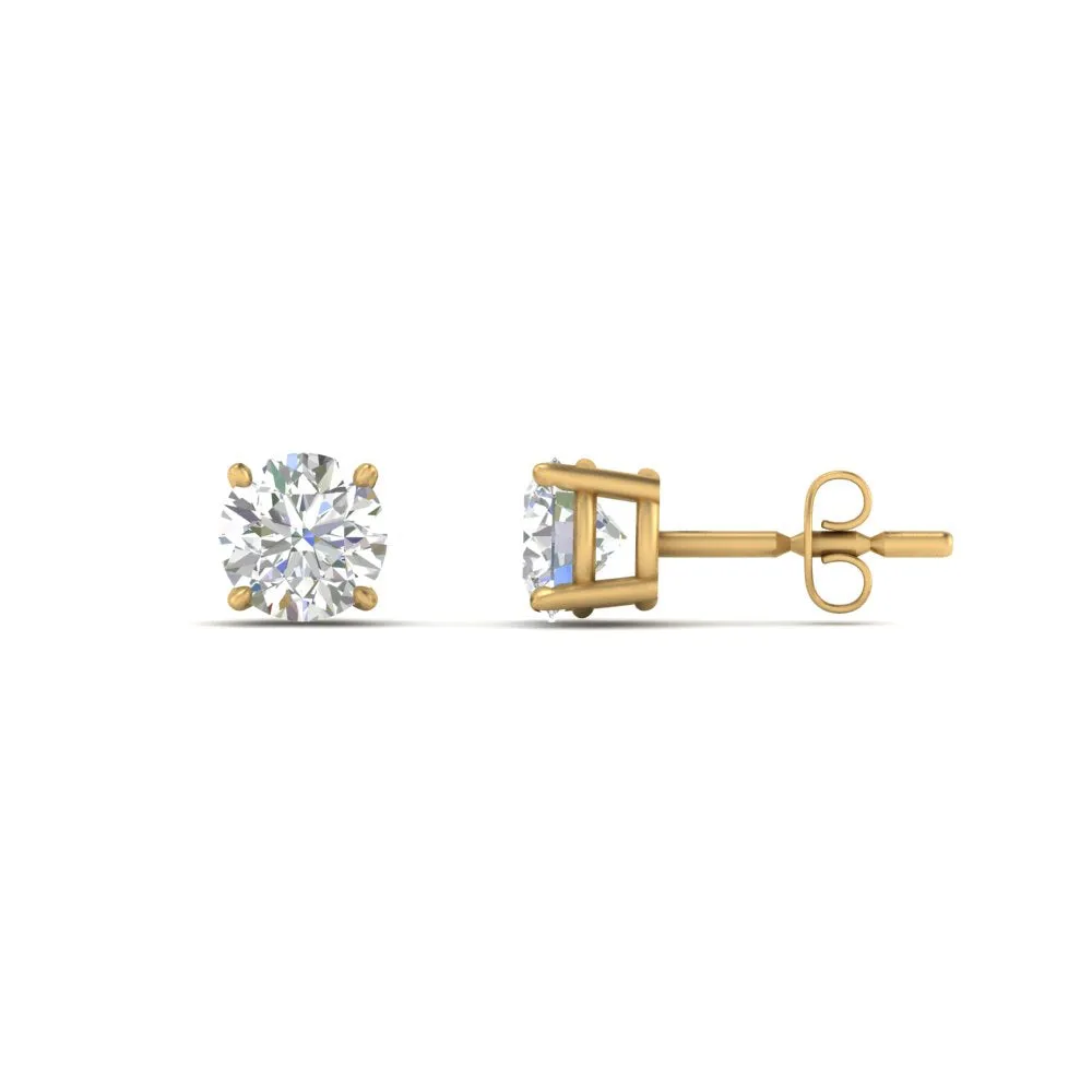 0.25 To 5 Carat Lab Diamond Round Stud Earring 14K Gold