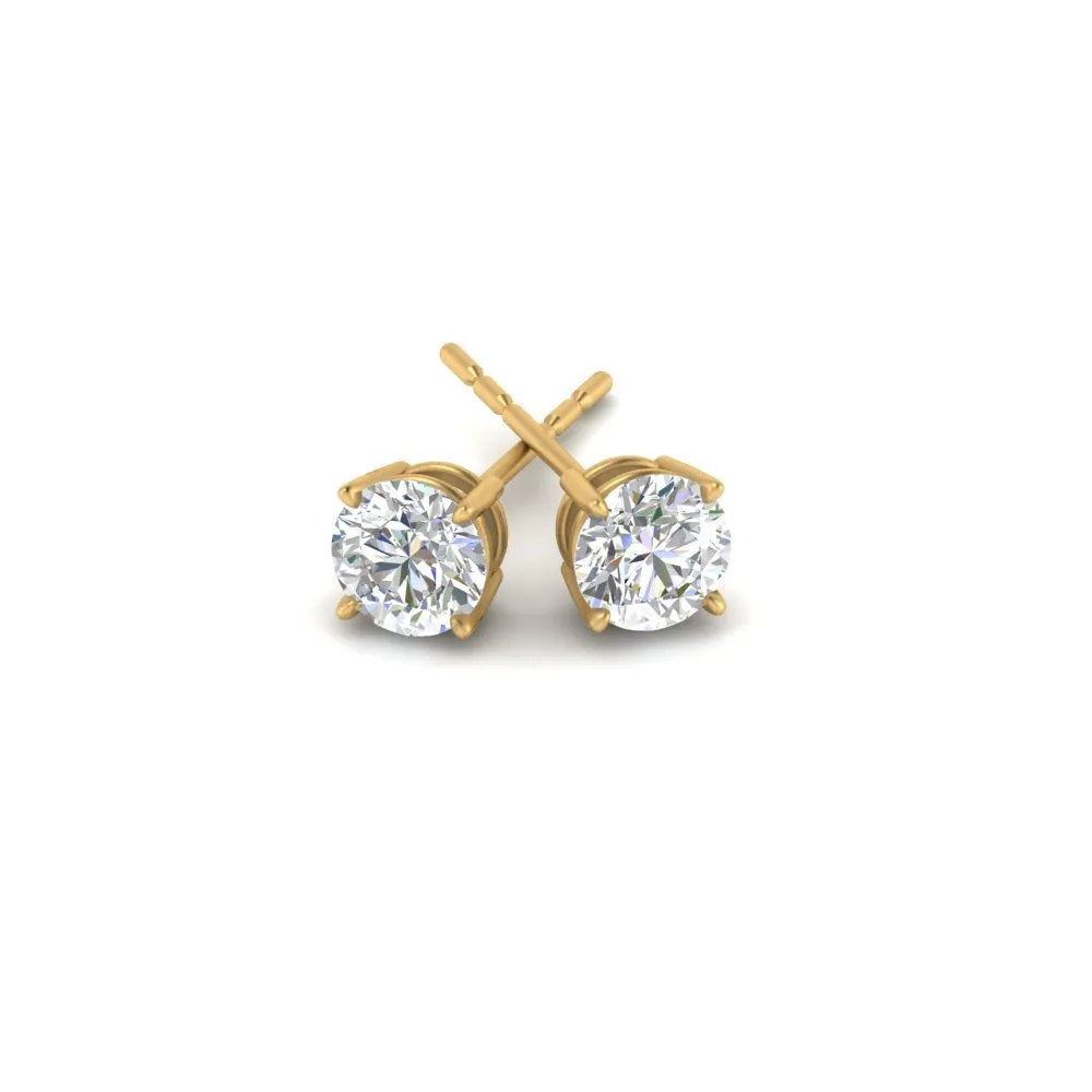 0.25 To 5 Carat Lab Diamond Round Stud Earring 14K Gold