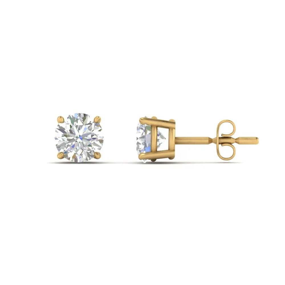 0.25 To 5 Carat Lab Diamond Round Stud Earring 14K Gold