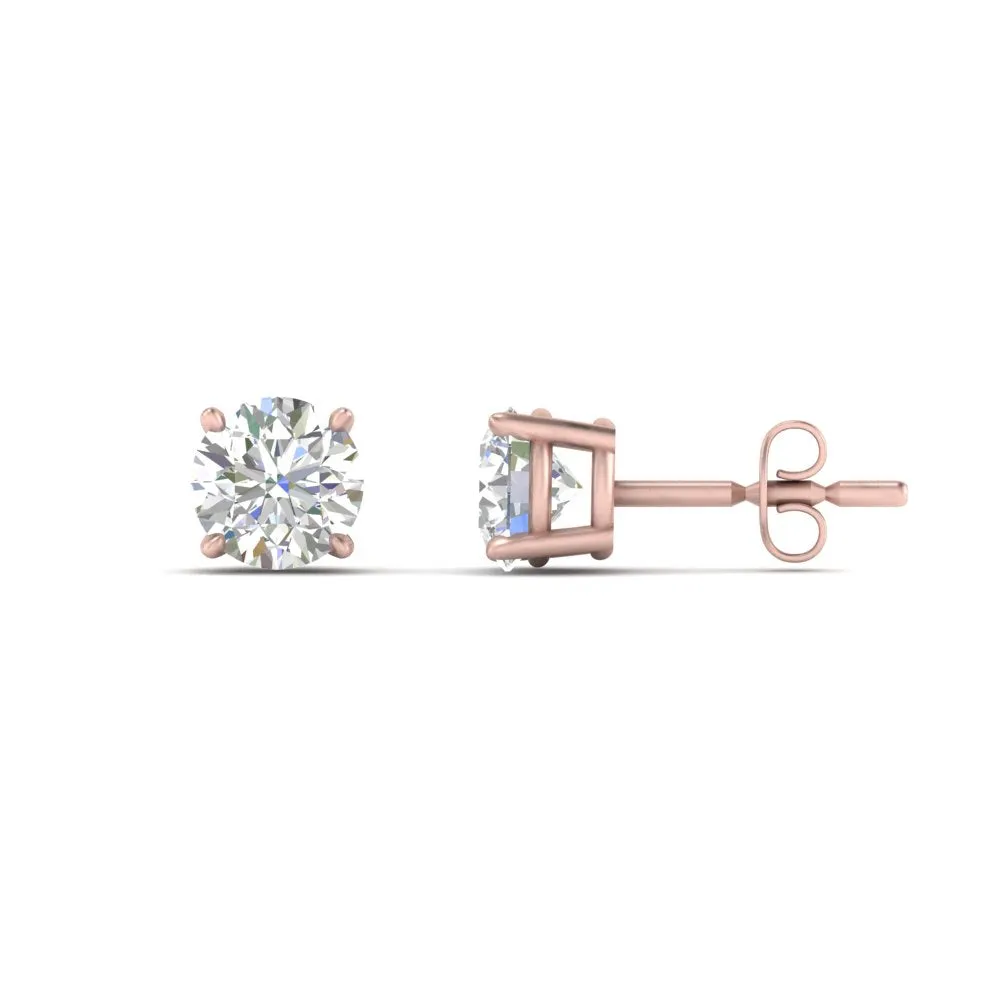 0.25 To 5 Carat Lab Diamond Round Stud Earring 14K Gold