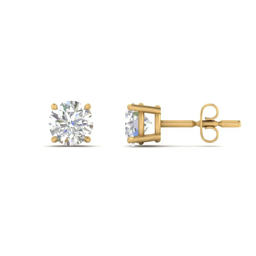 0.25 To 5 Carat Lab Diamond Round Stud Earring 14K Gold