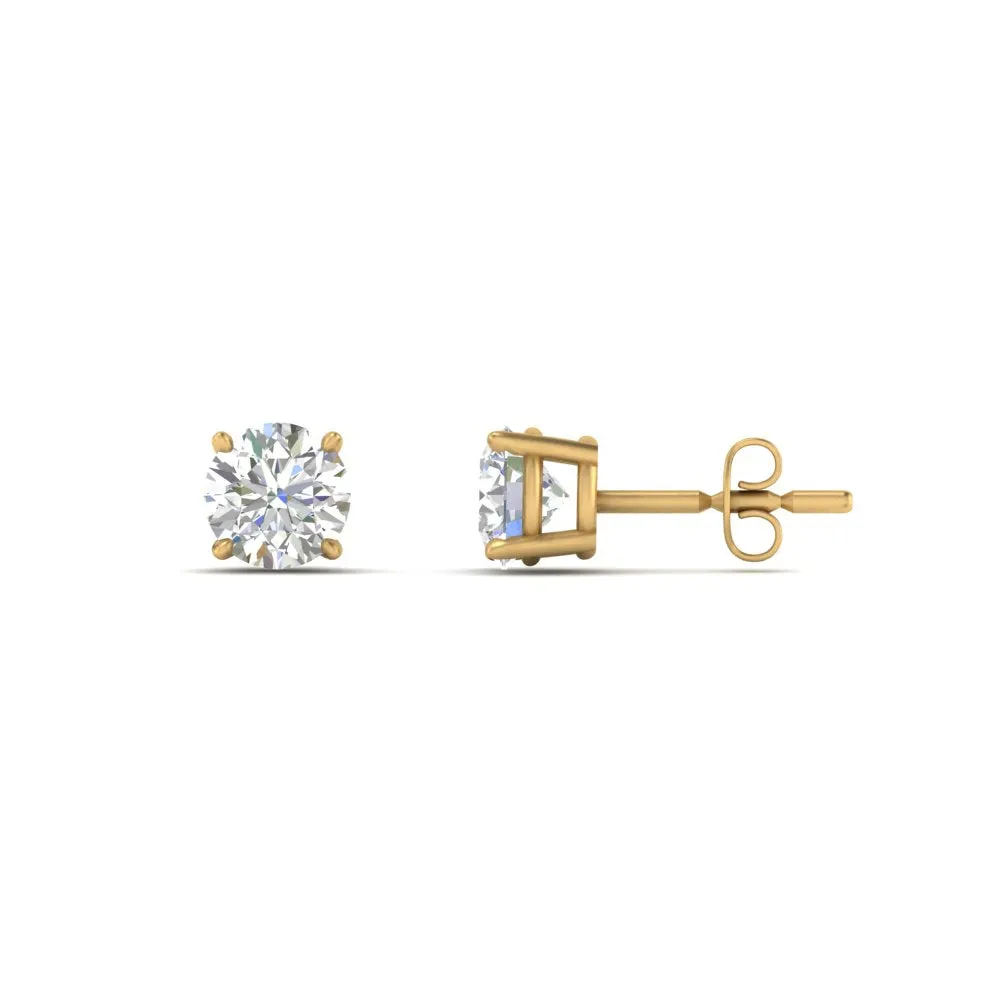 0.25 To 5 Carat Lab Diamond Round Stud Earring 14K Gold