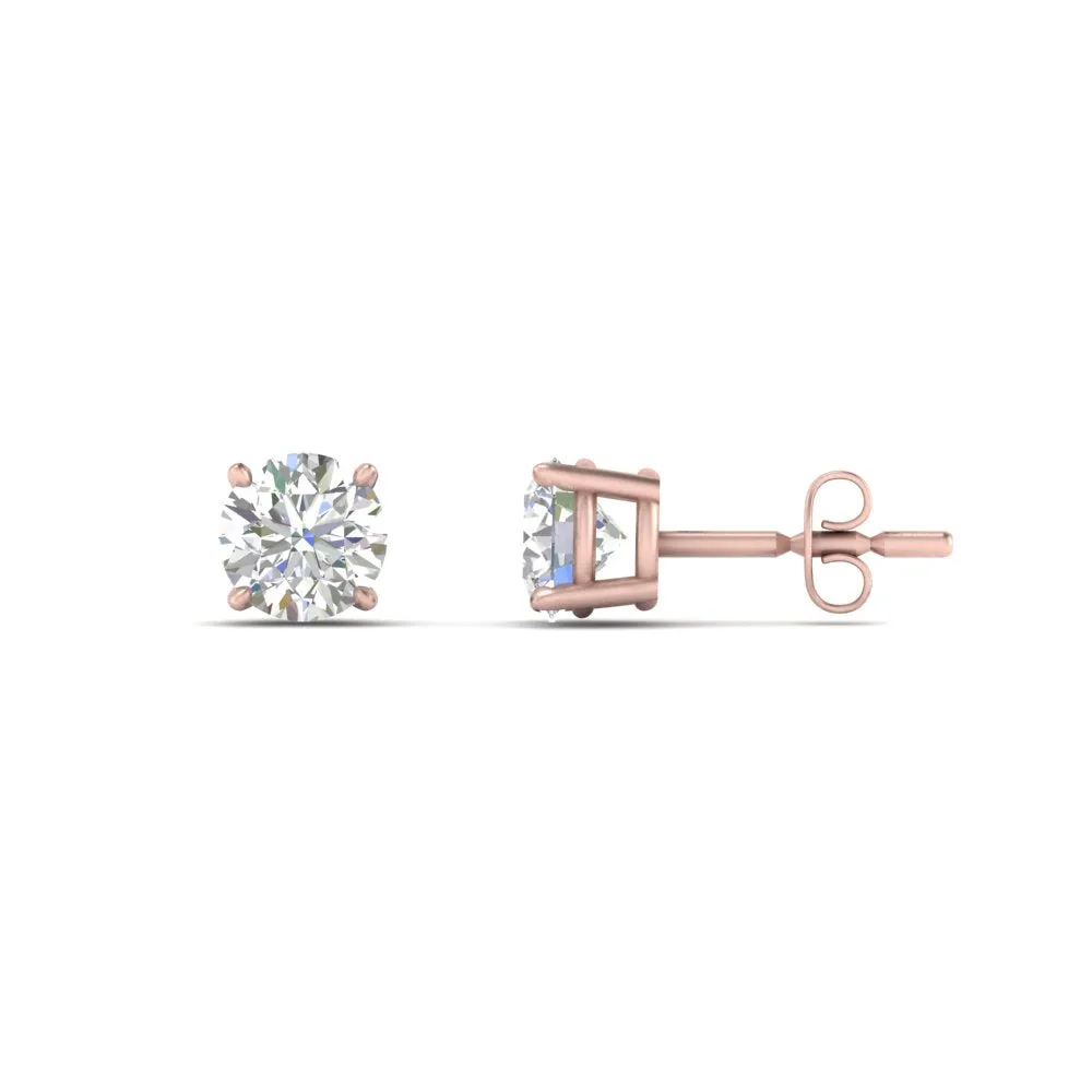 0.25 To 5 Carat Lab Diamond Round Stud Earring 14K Gold