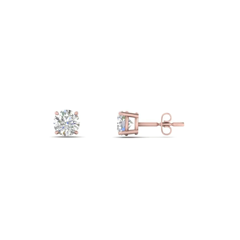 0.25 To 5 Carat Lab Diamond Round Stud Earring 14K Gold