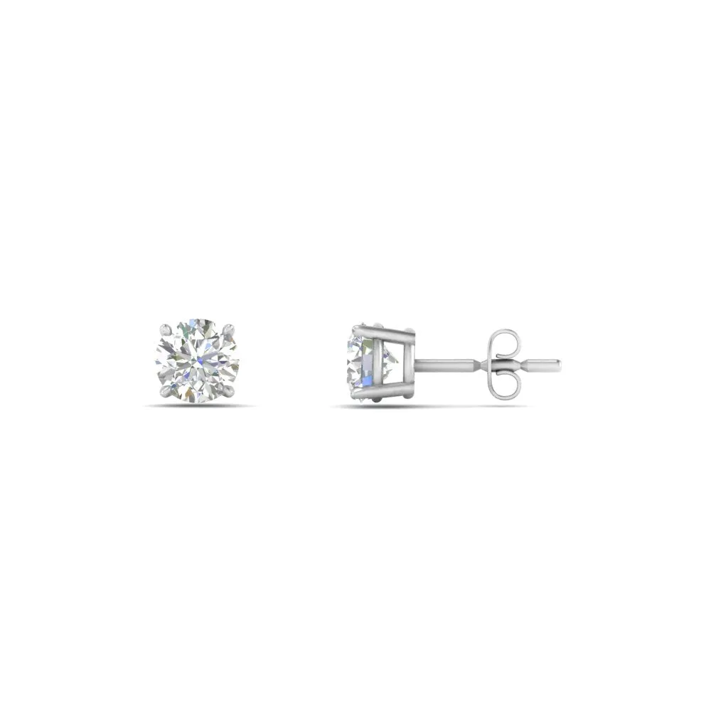 0.25 To 5 Carat Lab Diamond Round Stud Earring 14K Gold