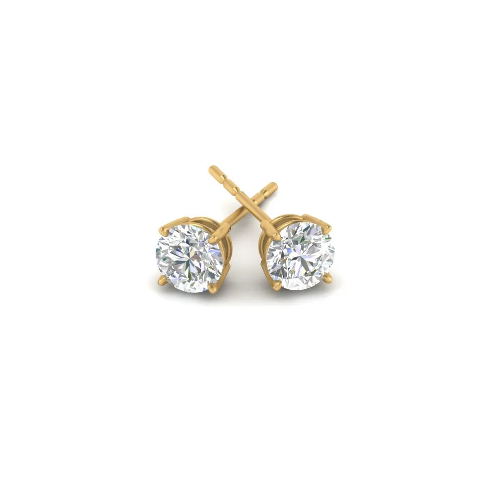 0.25 To 5 Carat Lab Diamond Round Stud Earring 14K Gold