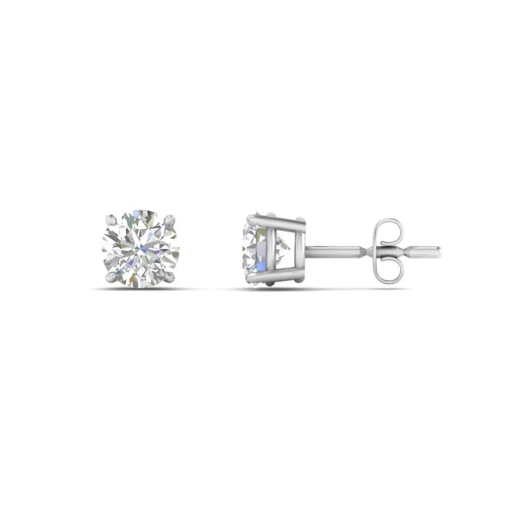 0.25 To 5 Carat Lab Diamond Round Stud Earring 14K Gold