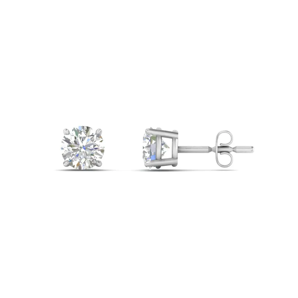 0.25 To 5 Carat Lab Diamond Round Stud Earring 14K Gold