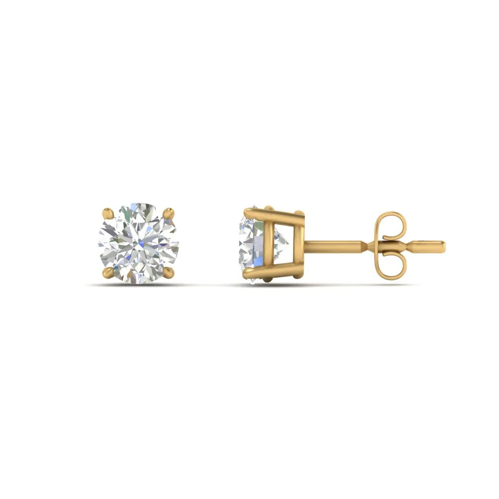 0.25 To 5 Carat Lab Diamond Round Stud Earring 14K Gold