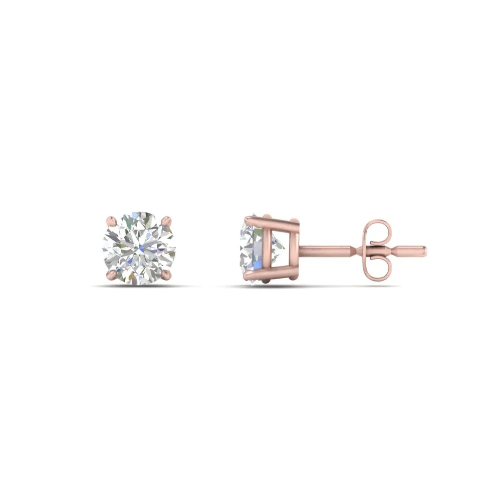 0.25 To 5 Carat Lab Diamond Round Stud Earring 14K Gold