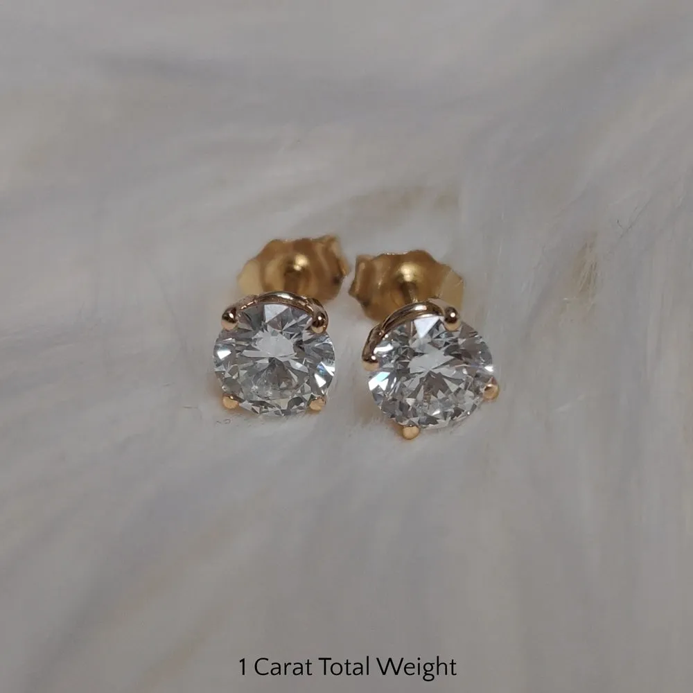 0.25 To 5 Carat Lab Diamond Round Stud Earring 14K Gold