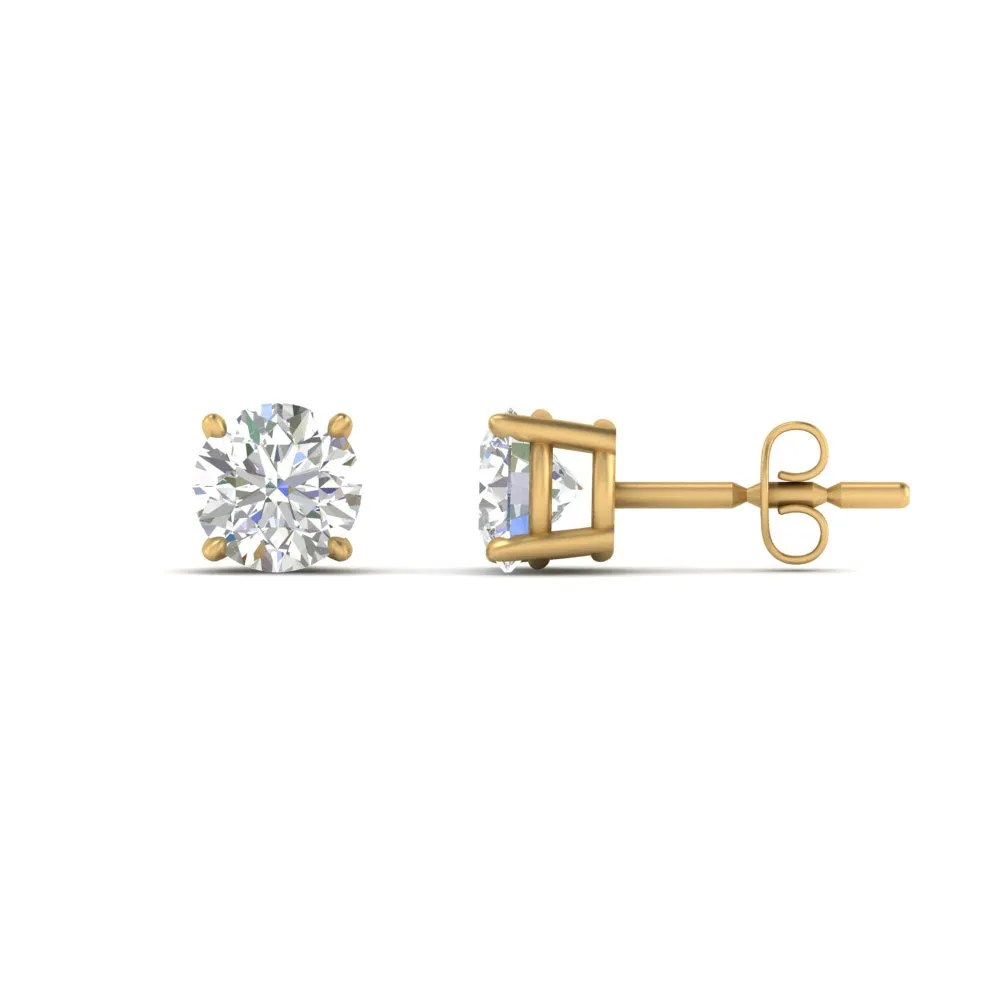 0.25 To 5 Carat Lab Diamond Round Stud Earring 14K Gold