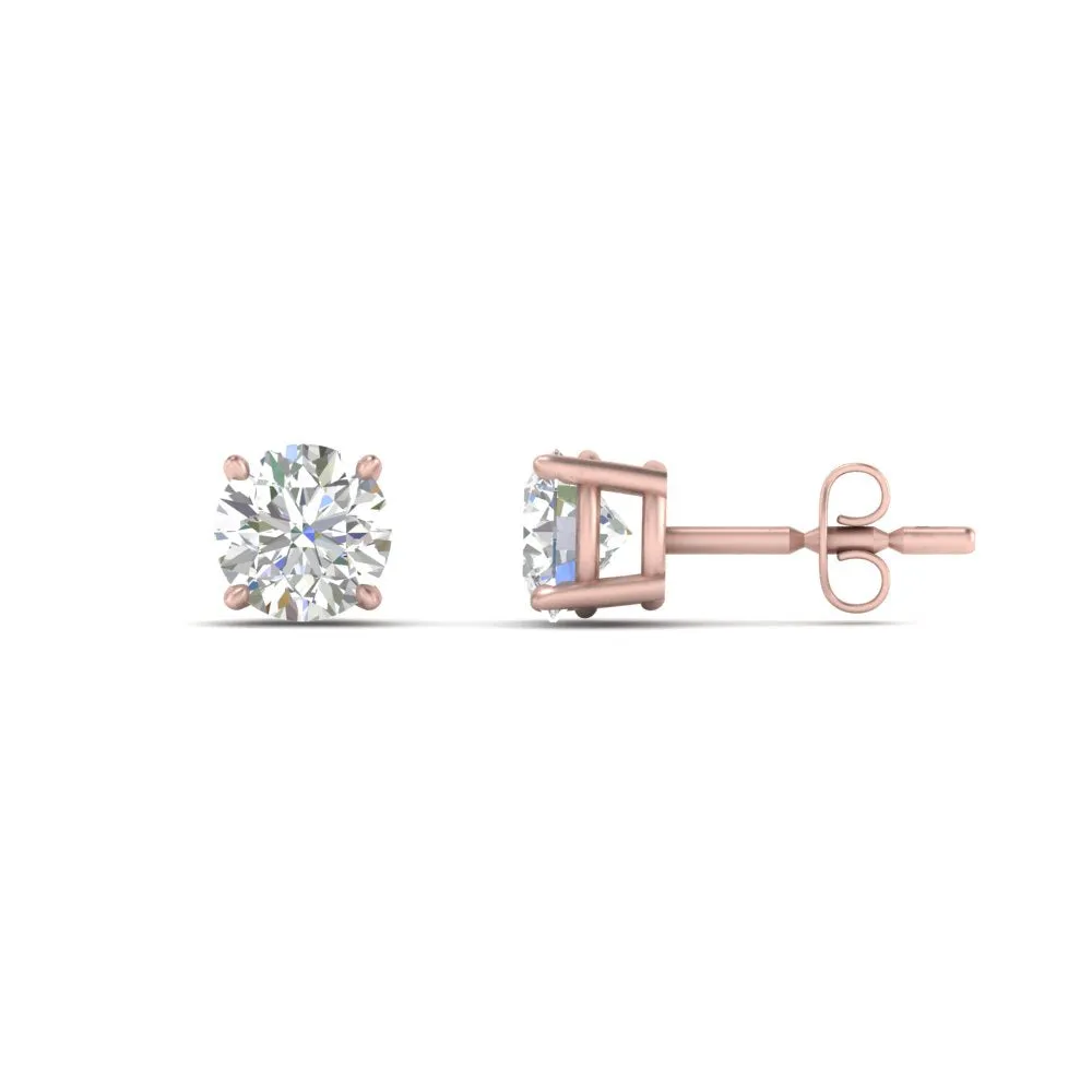 0.25 To 5 Carat Lab Diamond Round Stud Earring 14K Gold