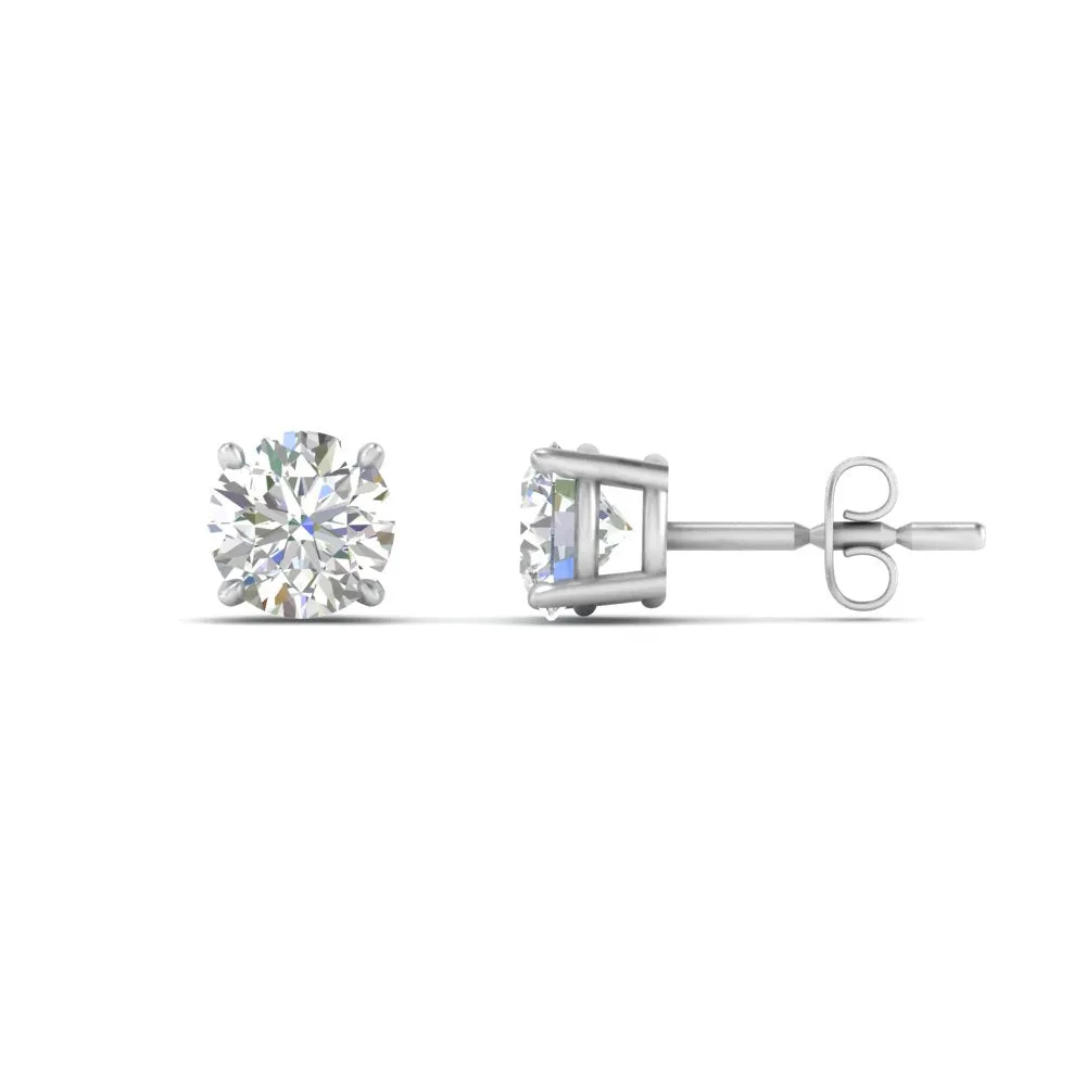 0.25 To 5 Carat Lab Diamond Round Stud Earring 14K Gold