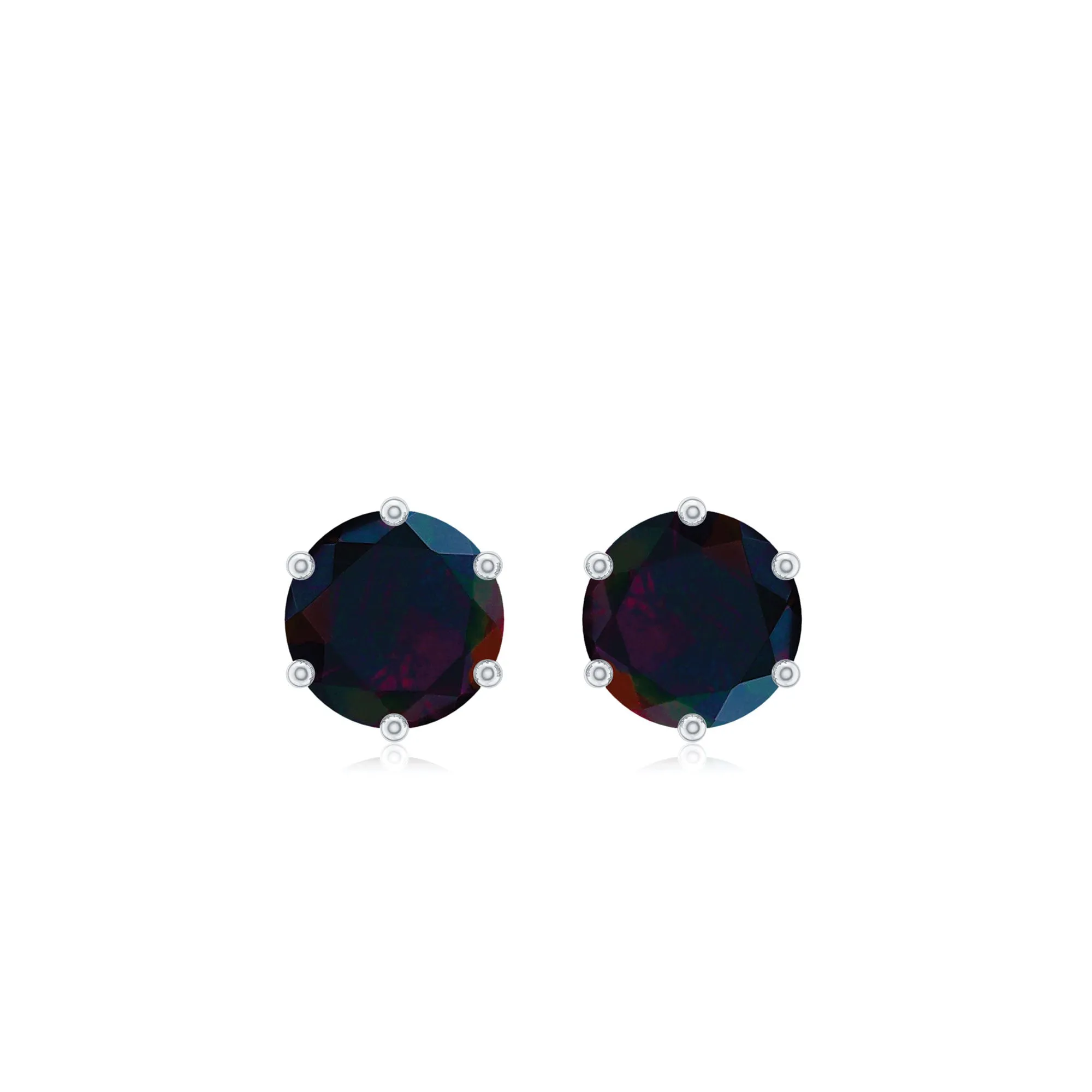 0.50 CT Round Shape Black Opal Solitaire Stud Earrings in Gold