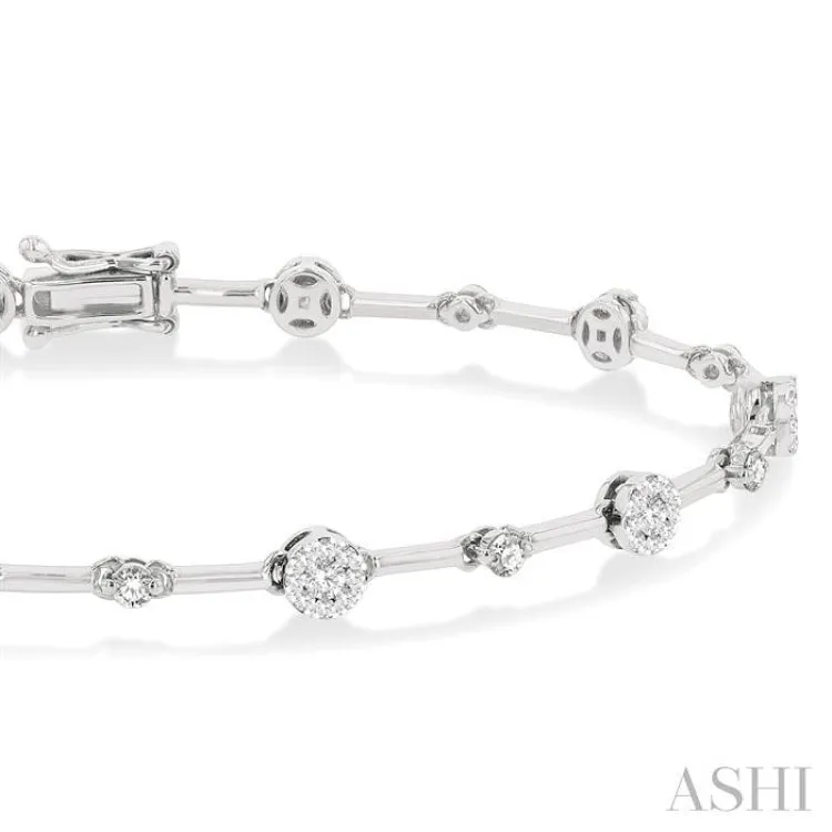 1 ctw Lovebright Round Cut Diamond Bar Bracelet in 14K White Gold