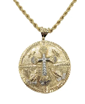 10 Karat Gold Cross and Praying Hands Pendant