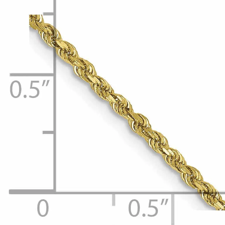 10k Yellow Gold Diamond Cut Rope Bracelet 2MM