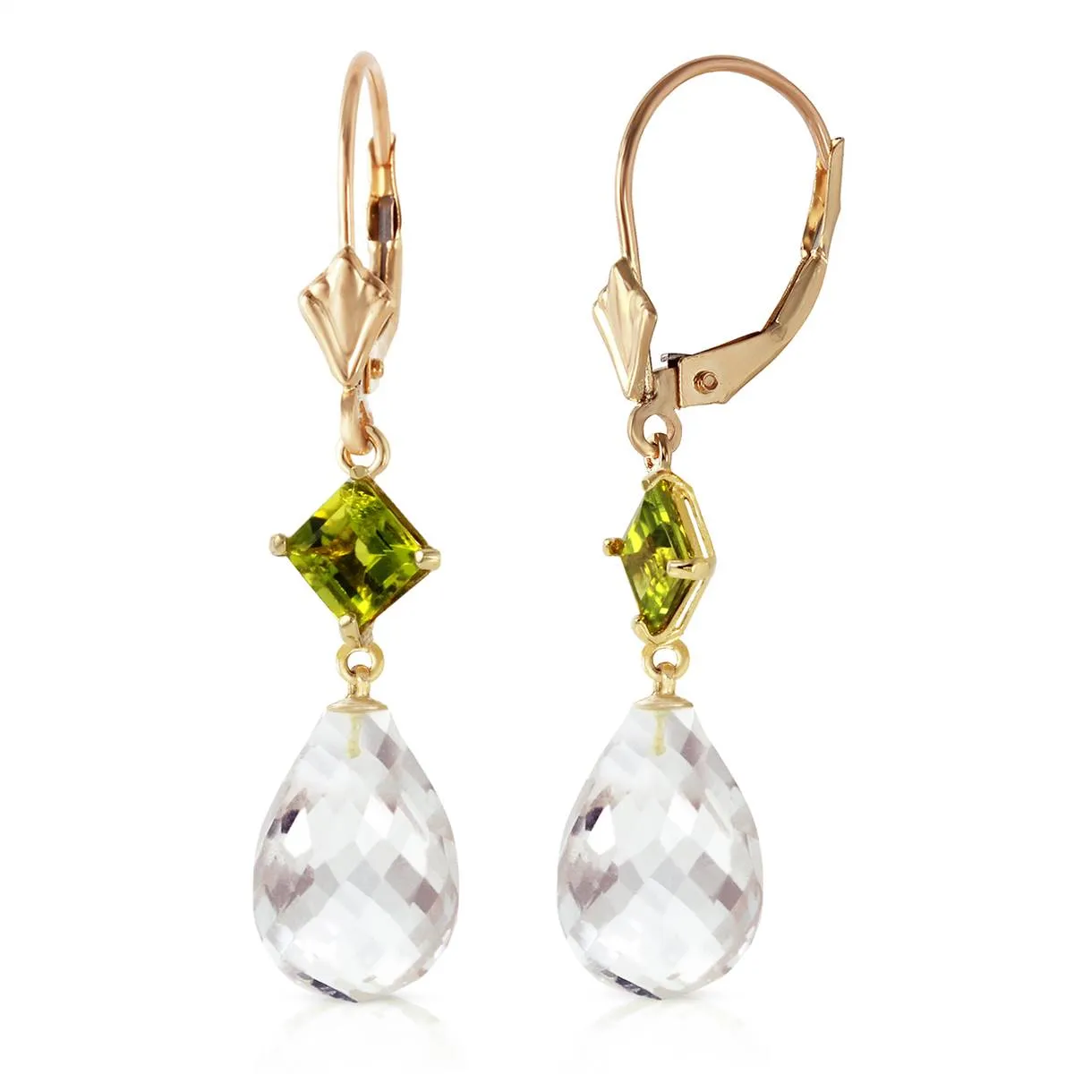 11 Carat 14K Solid Yellow Gold Tahiti White Topaz Pearl Earrings