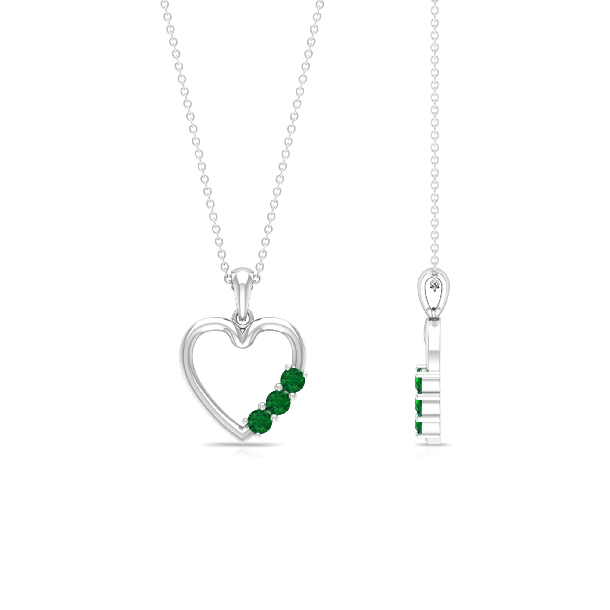 1/2 CT Simple Created Emerald and Gold Heart Pendant