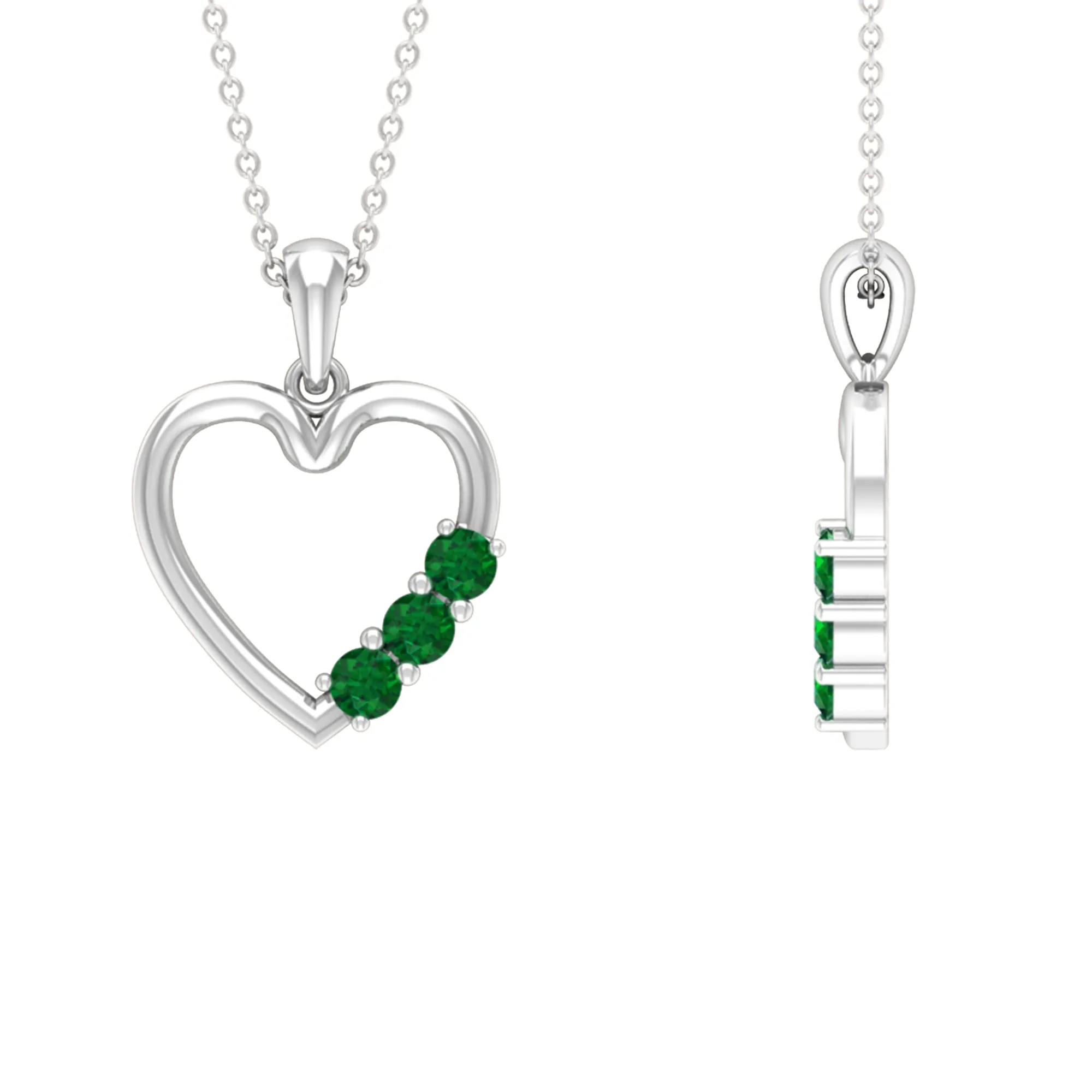 1/2 CT Simple Created Emerald and Gold Heart Pendant