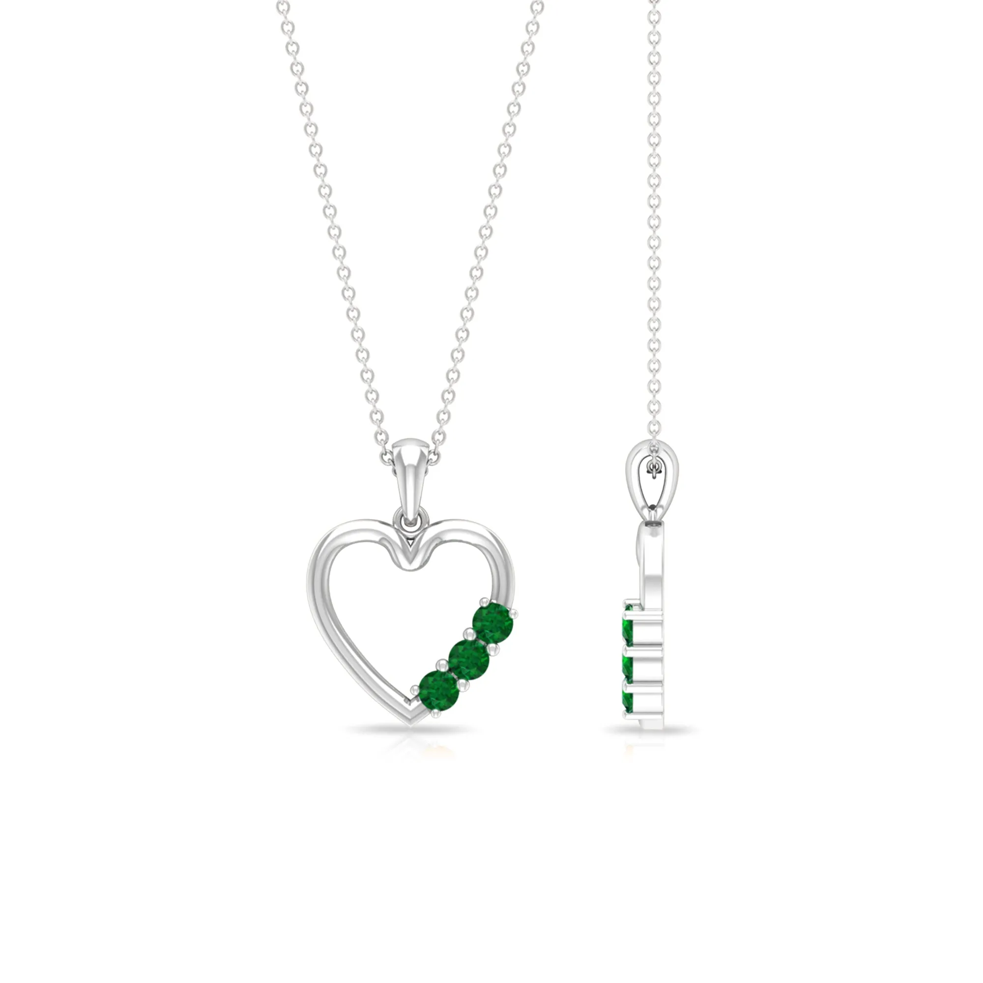 1/2 CT Simple Emerald and Gold Heart Pendant