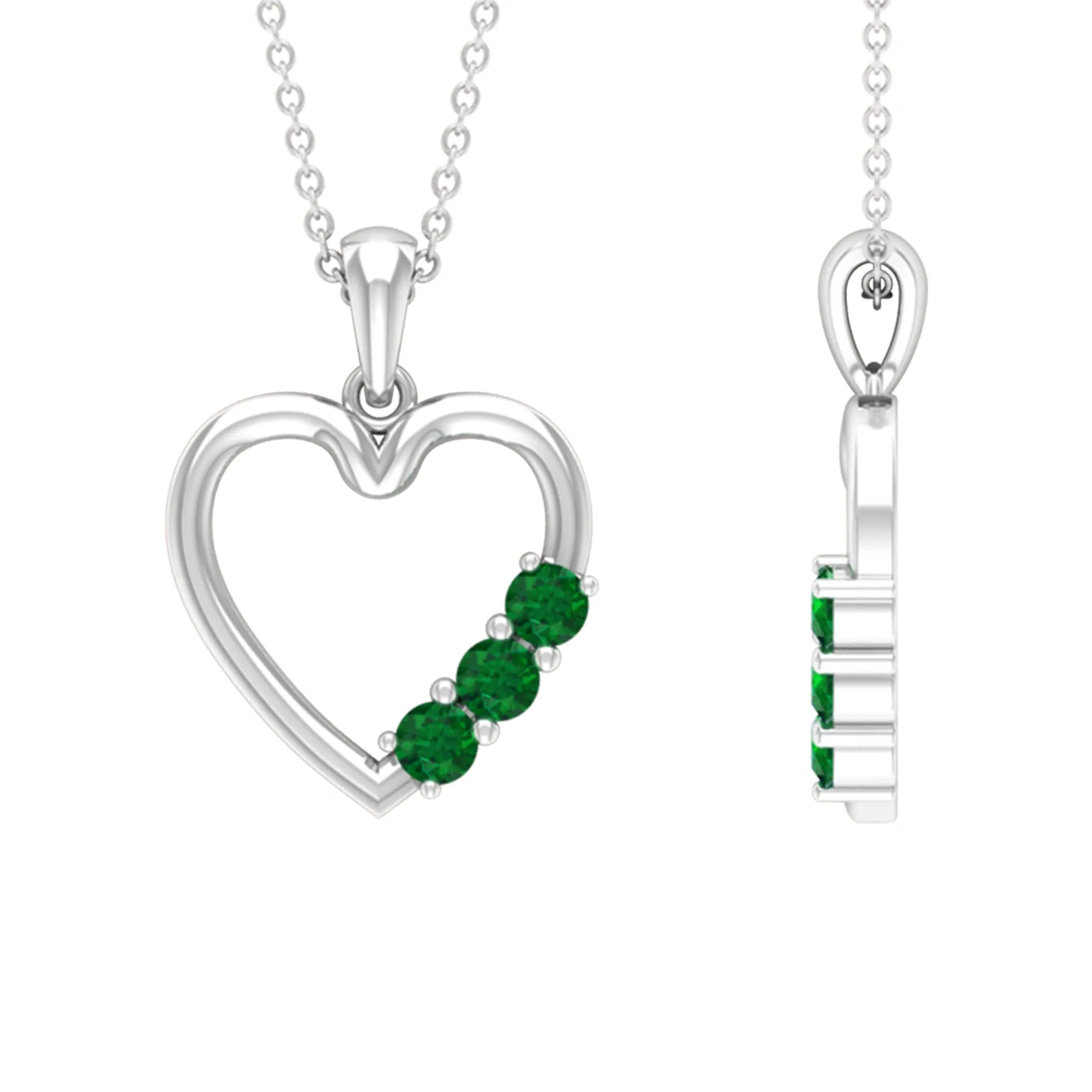 1/2 CT Simple Emerald and Gold Heart Pendant