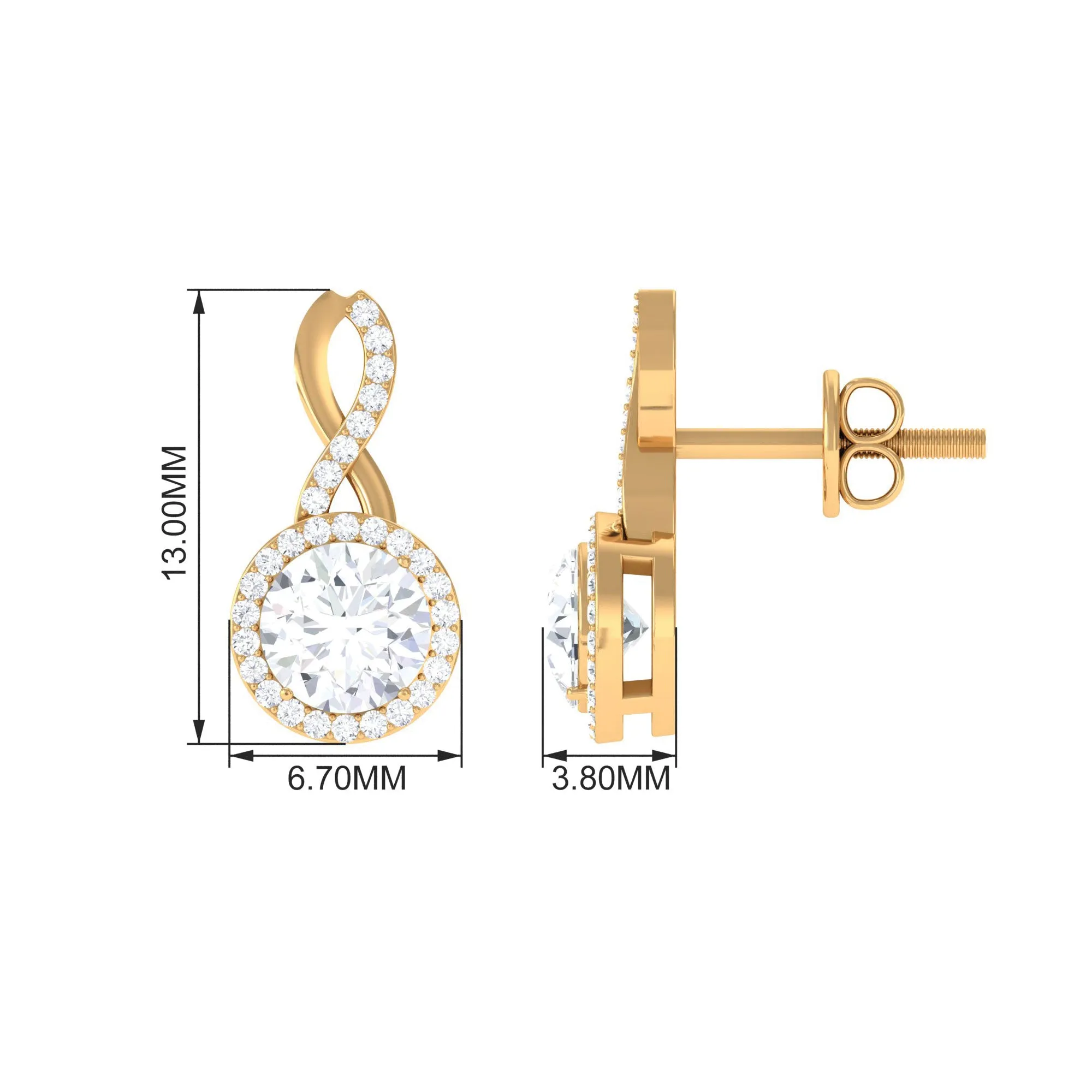 1.25 CT Minimal Zircon Infinity Stud Earrings in Gold