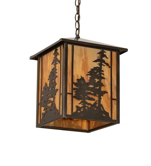 12"Sq Tall Pines Lantern Outdoor Pendant