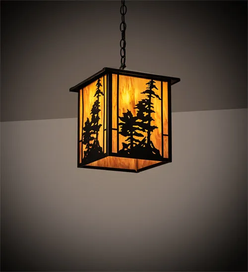 12"Sq Tall Pines Lantern Outdoor Pendant