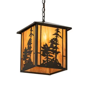 12"Sq Tall Pines Lantern Outdoor Pendant