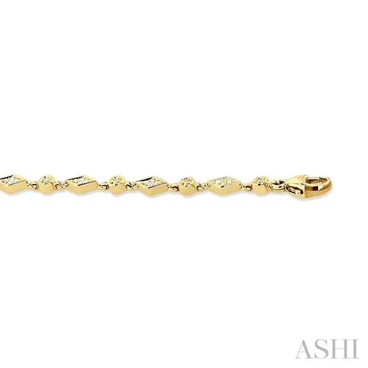 1/4 ctw Art Deco Kite Round Cut Diamond Fashion Tennis Bracelet in 10K Yellow Gold