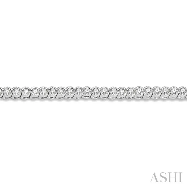 1/4 Ctw Round Cut Diamond Miracle Plate Bracelet in 10K White Gold