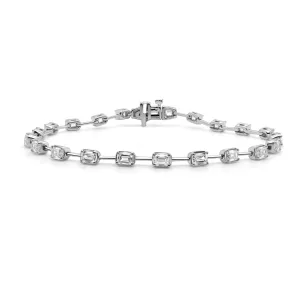 14K Gold & Emerald Cut Diamond Tennis Bracelet - 3.20ct