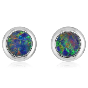 14k Gold Australian Opal Doublet Stud Earrings