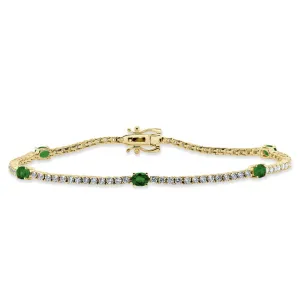 14K Gold Diamond & Emerald Bracelet