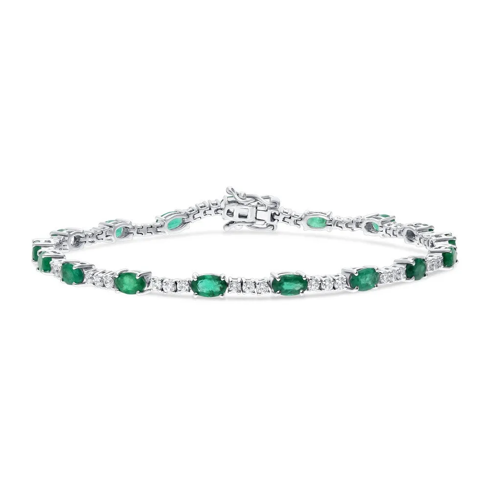 14k Gold Emerald and Diamond Bracelet