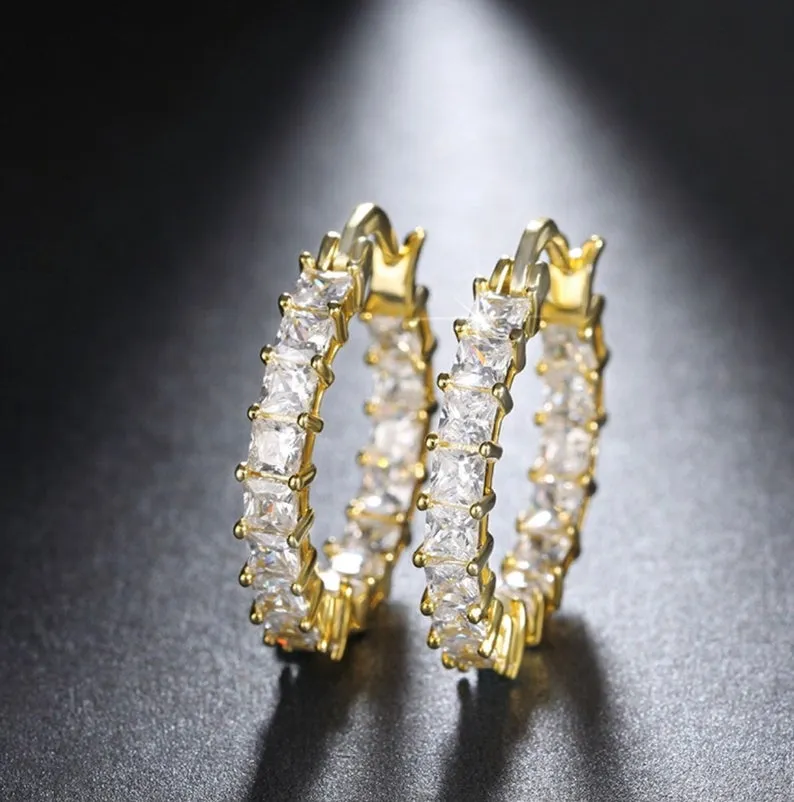 14K Gold-Filled Thick Zircon Hoop Earrings