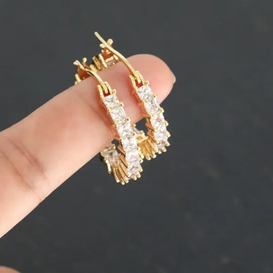 14K Gold-Filled Thick Zircon Hoop Earrings