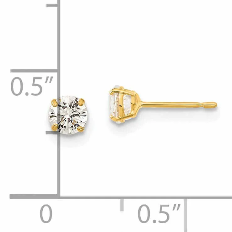 14k Gold Round Basket Set Stud Earrings