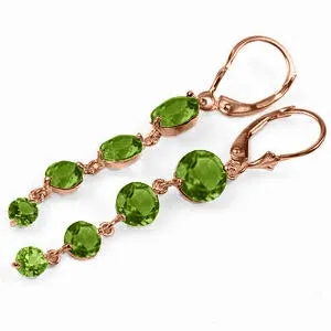 14K Solid Rose Gold Chandelier Natural Peridot Gemstone Earrings