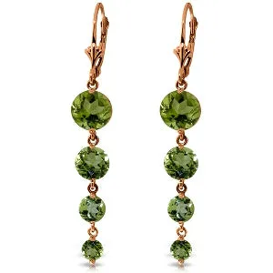 14K Solid Rose Gold Chandelier Natural Peridot Gemstone Earrings